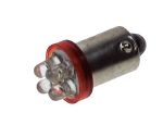 LED žárovka BA9s / 194 (T4W) – 4 x LED - červená, sada 2ks